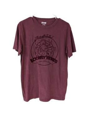 Tailgate Looney Tunes Shirt Small S Burgundy Oversized Felt Graphic Tee 19.5x28